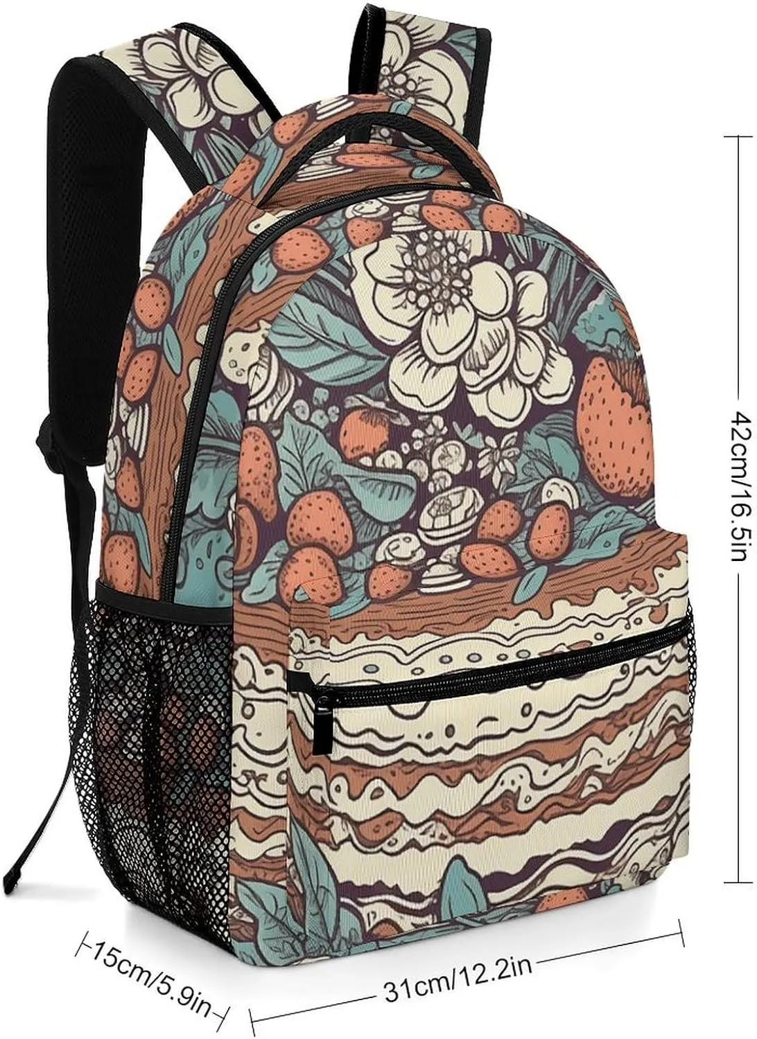 Backpack for Women Men Travel Cake Pattern Daypack Lightweight Laptop Bag Carry On Backpacks for Work