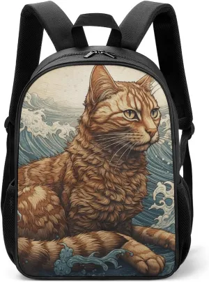 Backpack for Women Men Travel Cat in The Waves Daypack Lightweight Laptop Bag Carry On Backpacks for Work