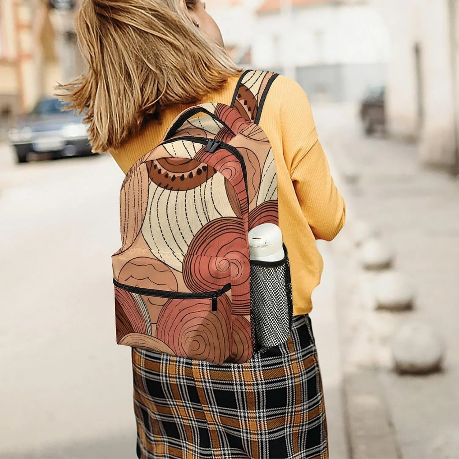 Backpack for Women Men Travel Circular Pattern Daypack Lightweight Laptop Bag Carry On Backpacks for Work
