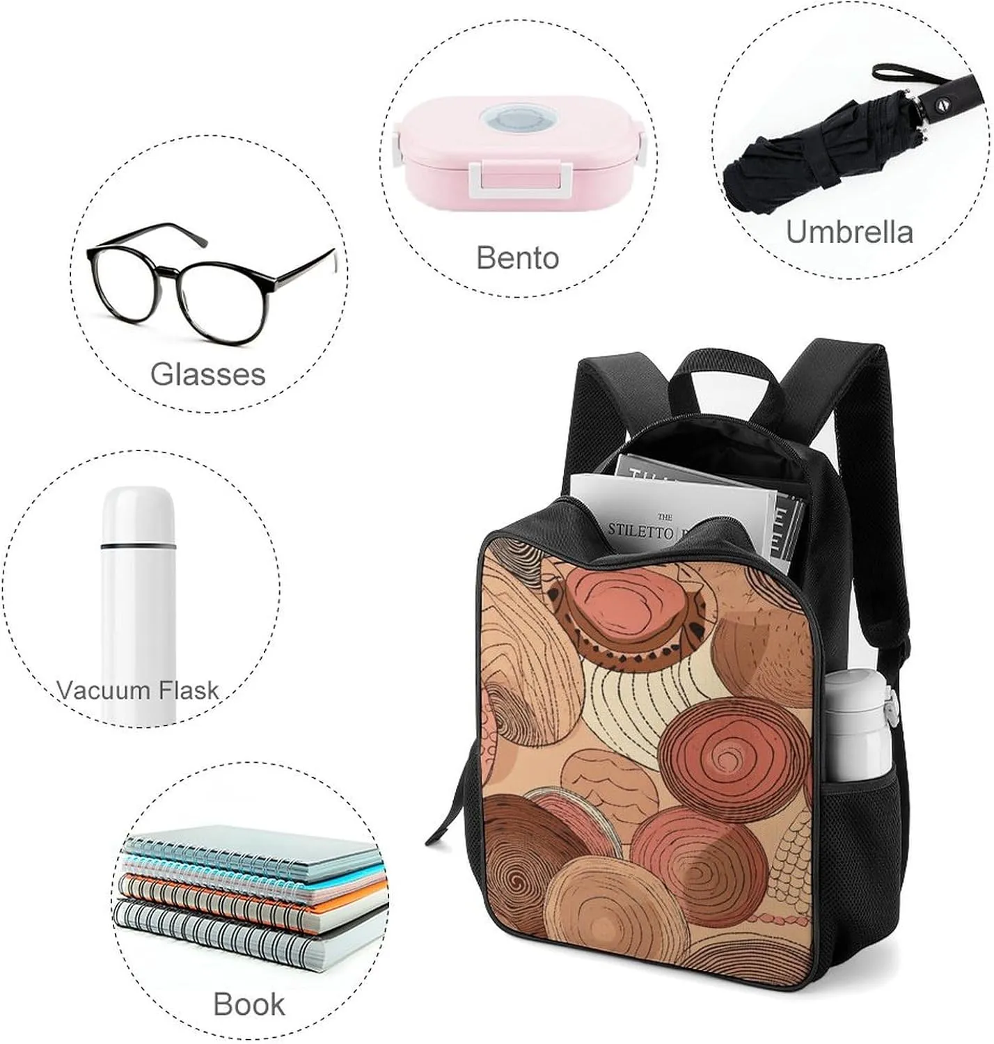 Backpack for Women Men Travel Circular Pattern Daypack Lightweight Laptop Bag Carry On Backpacks for Work
