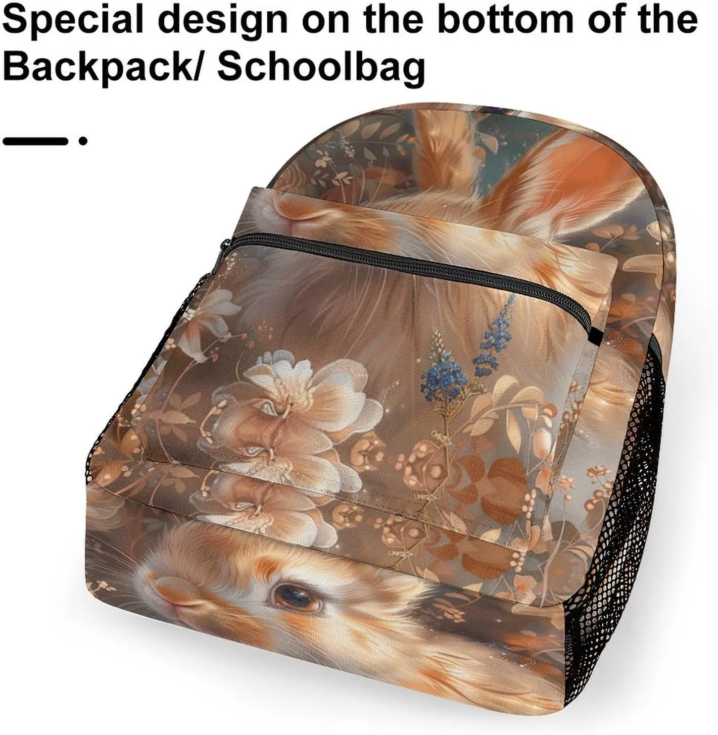 Backpack for Women Men Travel Floral Art Bunny Daypack Lightweight Laptop Bag Carry On Backpacks for Work