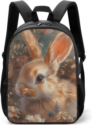 Backpack for Women Men Travel Floral Art Bunny Daypack Lightweight Laptop Bag Carry On Backpacks for Work