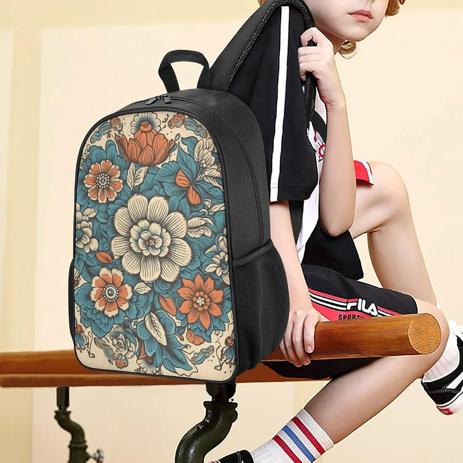 Backpack for Women Men Travel Floral Art Pattern Daypack Lightweight Laptop Bag Carry On Backpacks for Work
