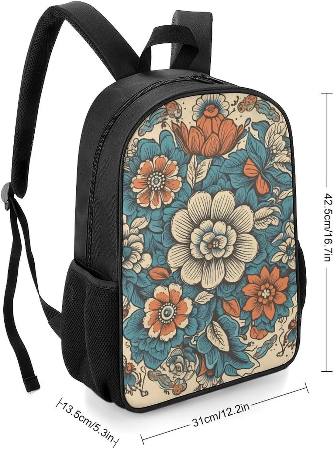 Backpack for Women Men Travel Floral Art Pattern Daypack Lightweight Laptop Bag Carry On Backpacks for Work