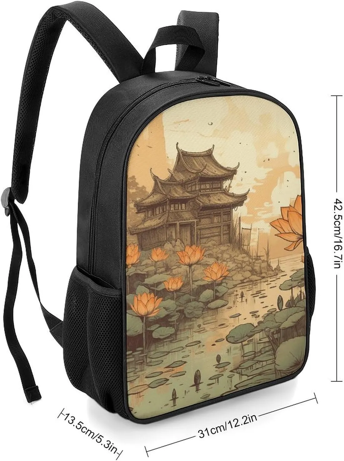 Backpack for Women Men Travel Flowers And Architecture Daypack Lightweight Laptop Bag Carry On Backpacks for Work