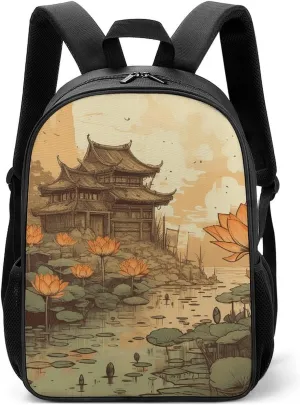 Backpack for Women Men Travel Flowers And Architecture Daypack Lightweight Laptop Bag Carry On Backpacks for Work