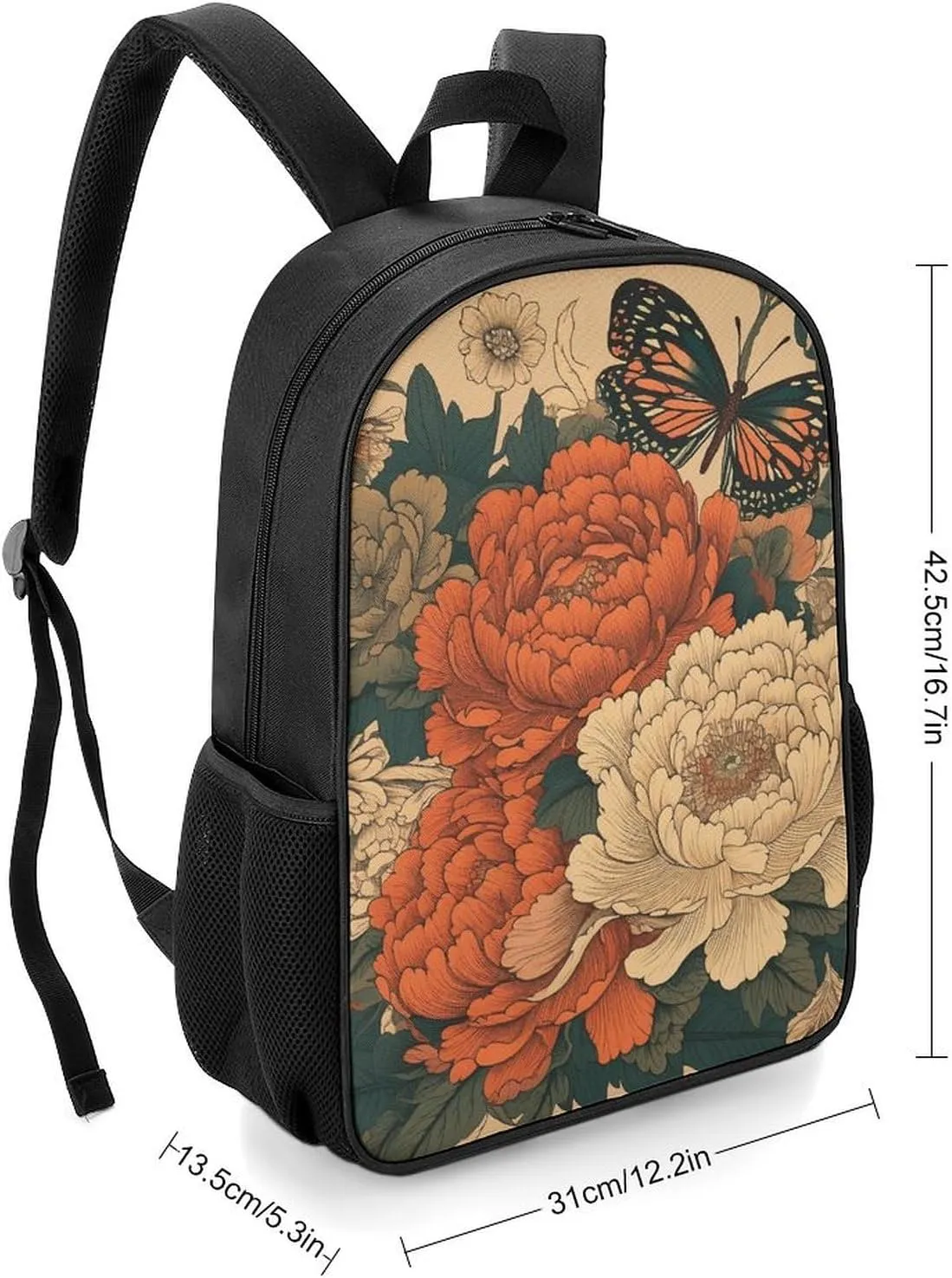 Backpack for Women Men Travel Flowers And Butterflies Daypack Lightweight Laptop Bag Carry On Backpacks for Work