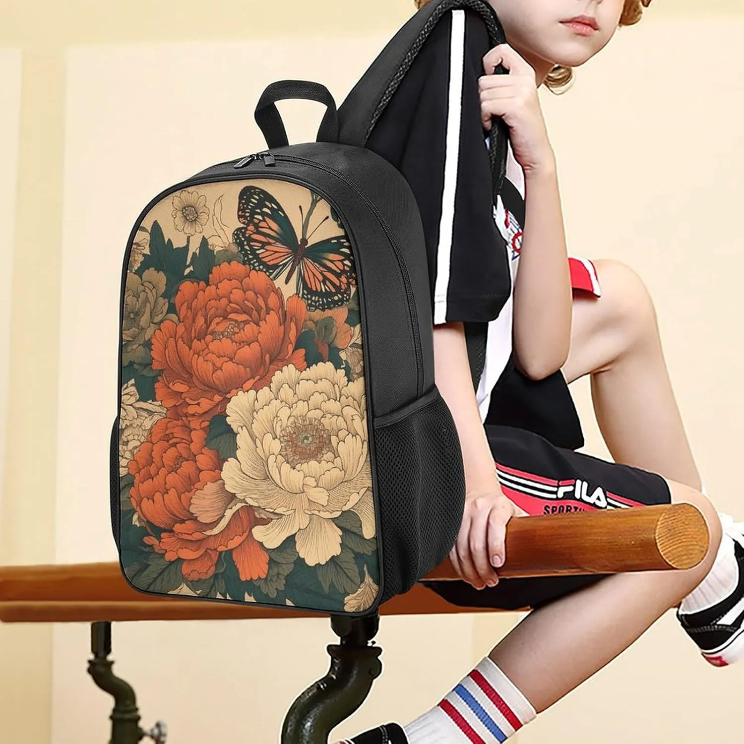 Backpack for Women Men Travel Flowers And Butterflies Daypack Lightweight Laptop Bag Carry On Backpacks for Work