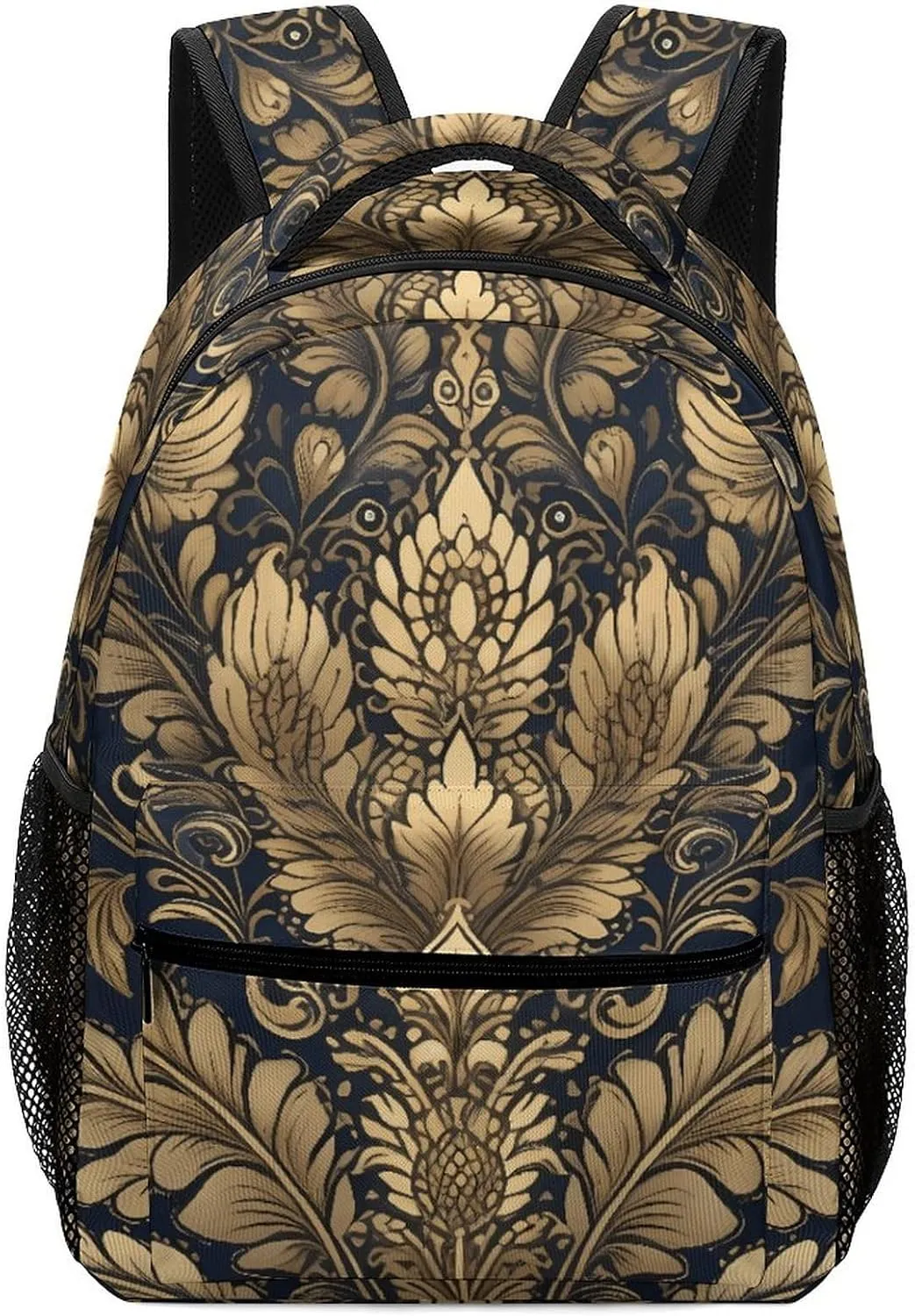 Backpack for Women Men Travel Golden Vine Pattern Daypack Lightweight Laptop Bag Carry On Backpacks for Work