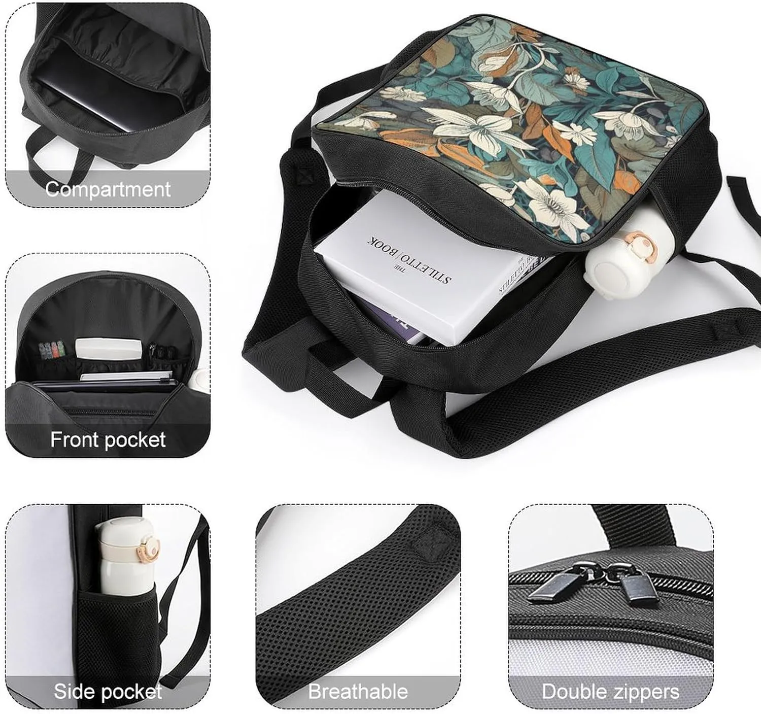 Backpack for Women Men Travel Gray And Teal Daypack Lightweight Laptop Bag Carry On Backpacks for Work