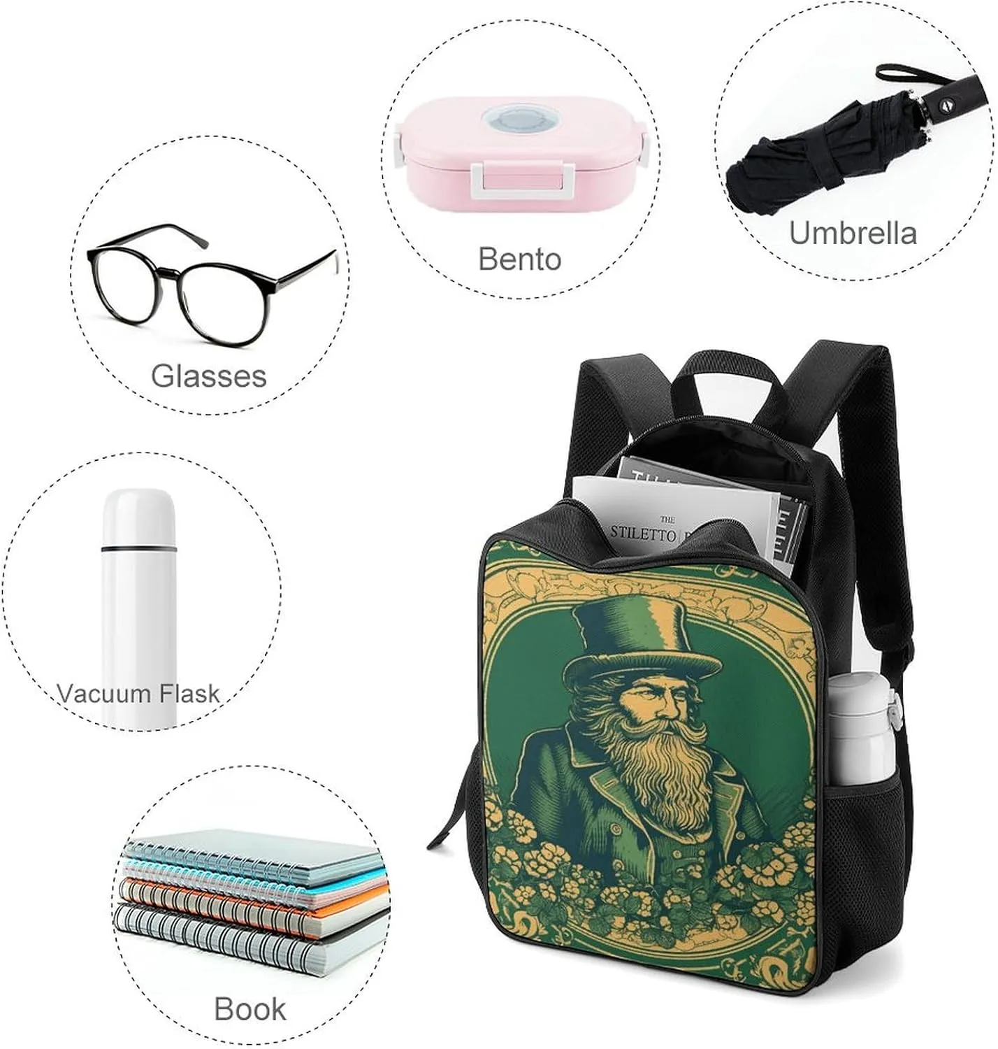 Backpack for Women Men Travel Hand Drawn Characters Daypack Lightweight Laptop Bag Carry On Backpacks for Work