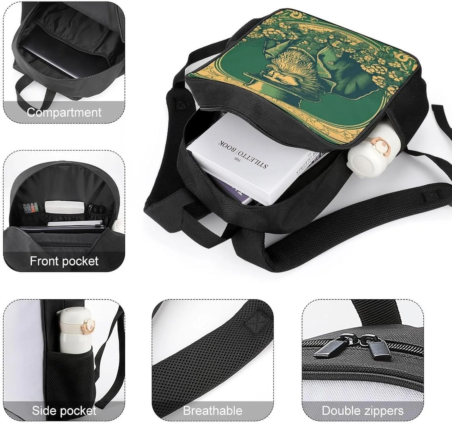 Backpack for Women Men Travel Hand Drawn Characters Daypack Lightweight Laptop Bag Carry On Backpacks for Work