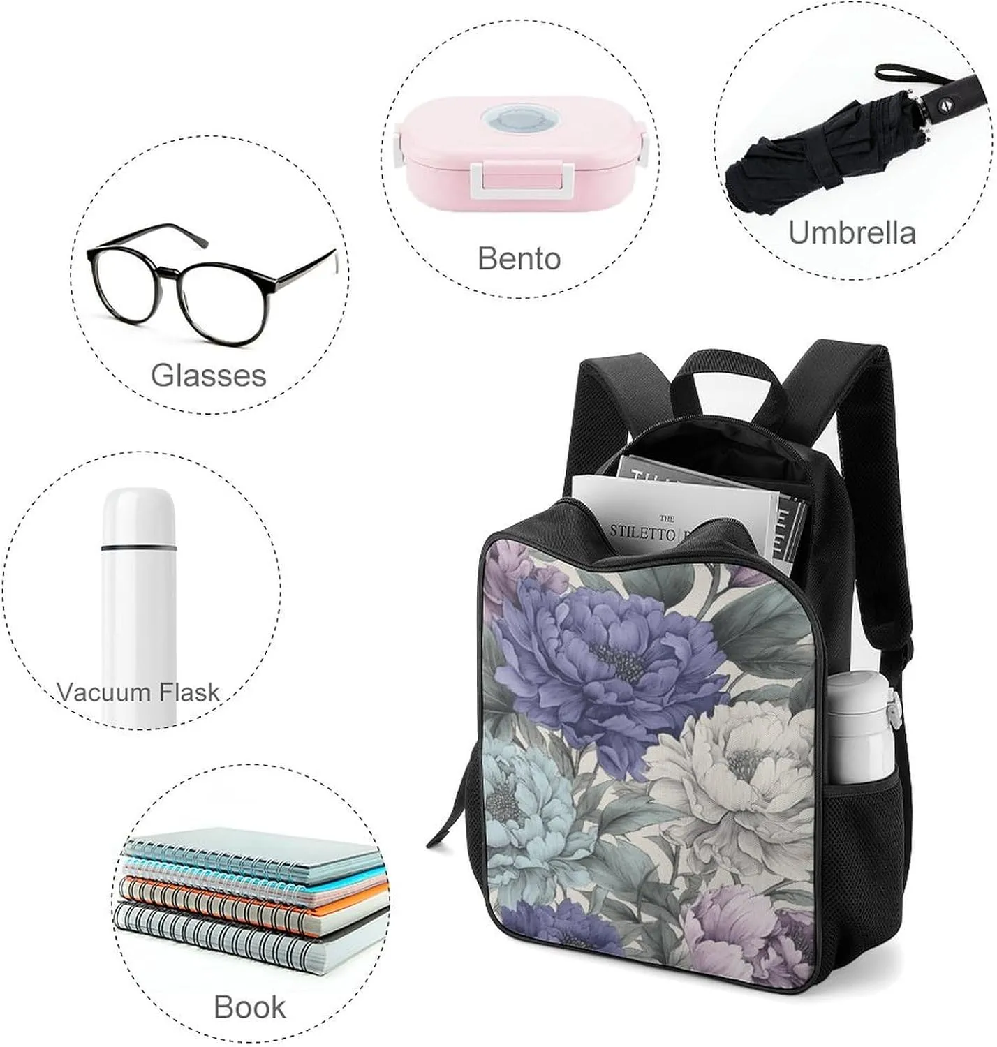 Backpack for Women Men Travel Ink Style Pattern Daypack Lightweight Laptop Bag Carry On Backpacks for Work