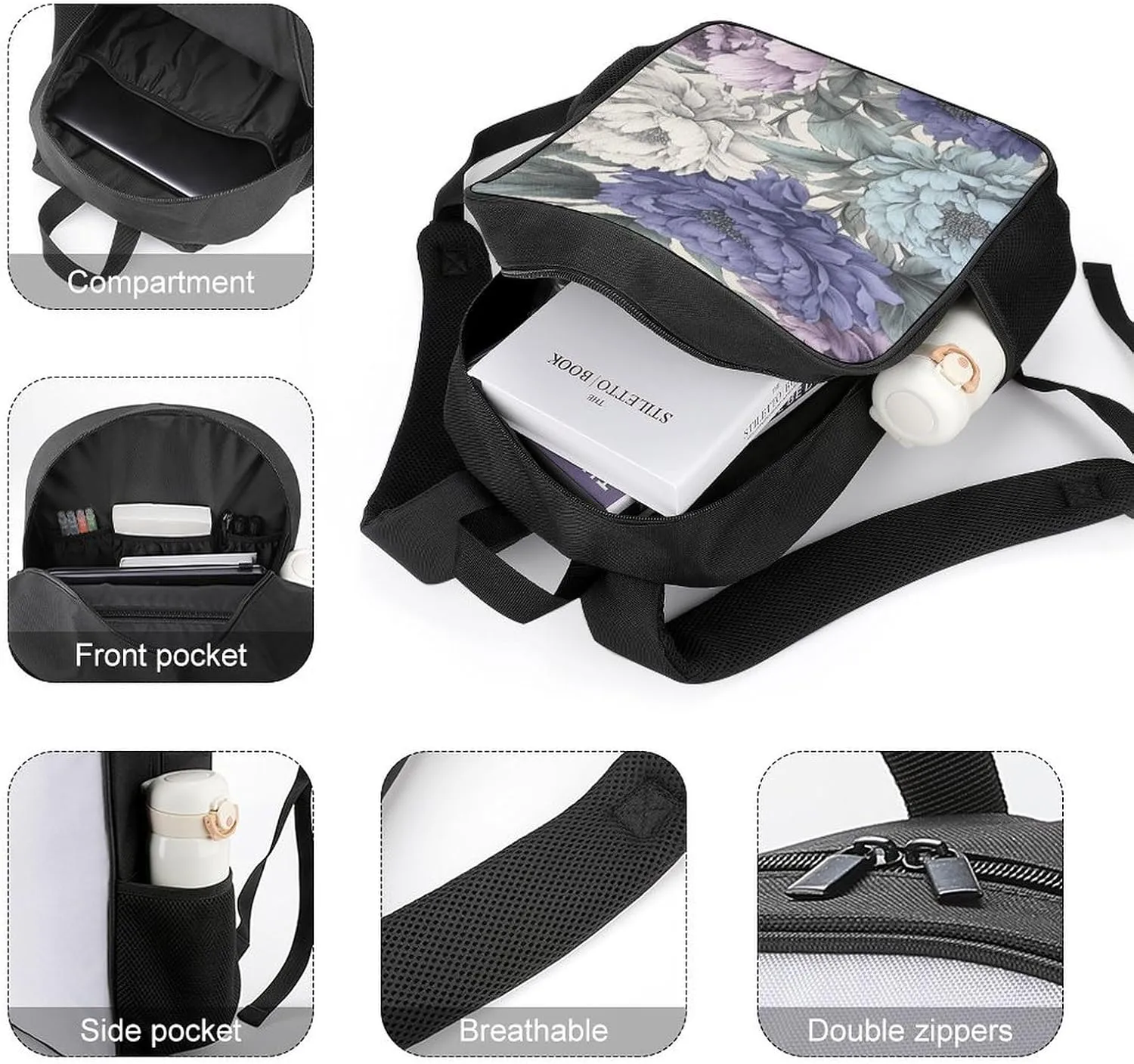 Backpack for Women Men Travel Ink Style Pattern Daypack Lightweight Laptop Bag Carry On Backpacks for Work