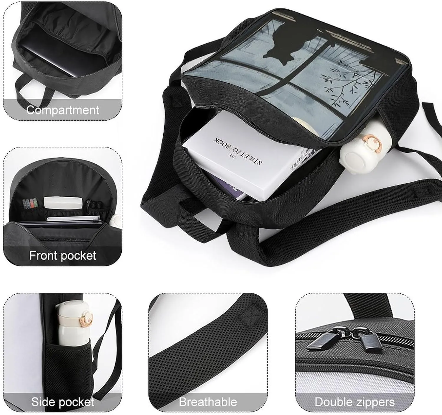 Backpack for Women Men Travel Looking Out The Window Daypack Lightweight Laptop Bag Carry On Backpacks for Work