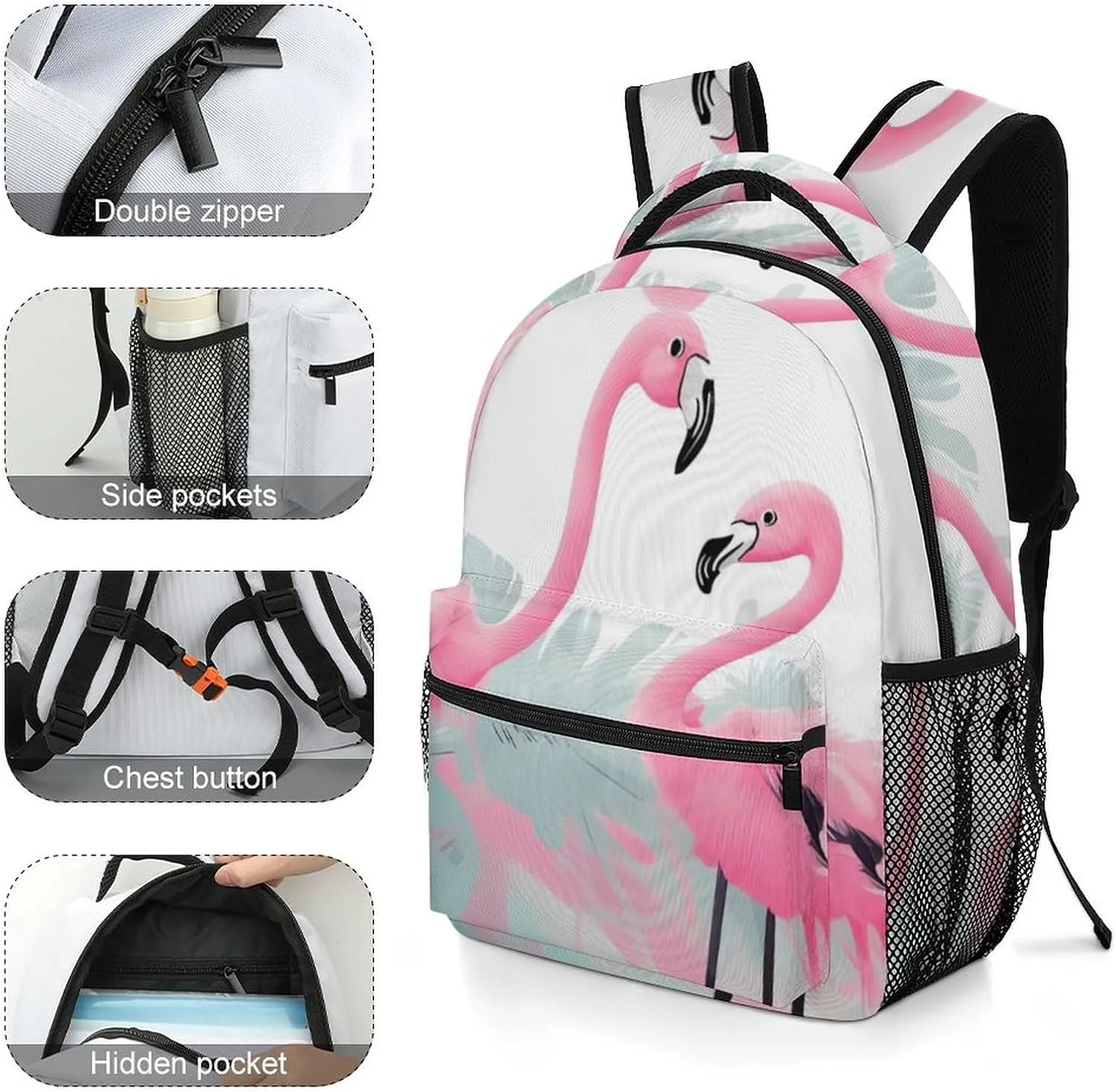 Backpack for Women Men Travel Love Flamingo Daypack Lightweight Laptop Bag Carry On Backpacks for Work