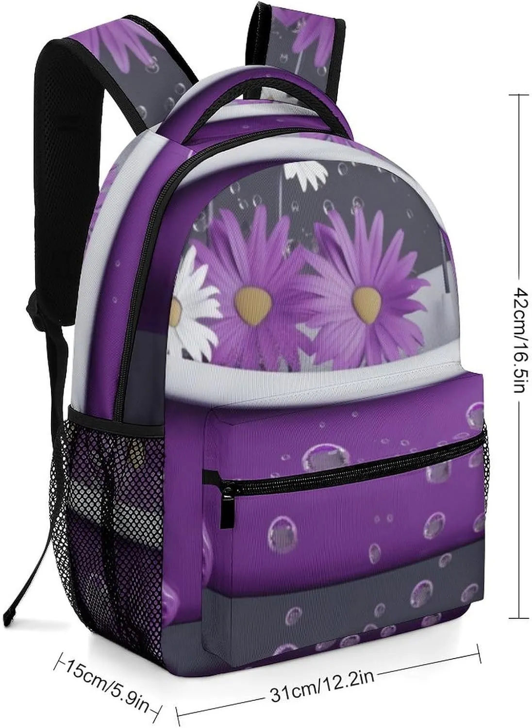 Backpack for Women Men Travel Purple Bathtub And Daisy Daypack Lightweight Laptop Bag Carry On Backpacks for Work