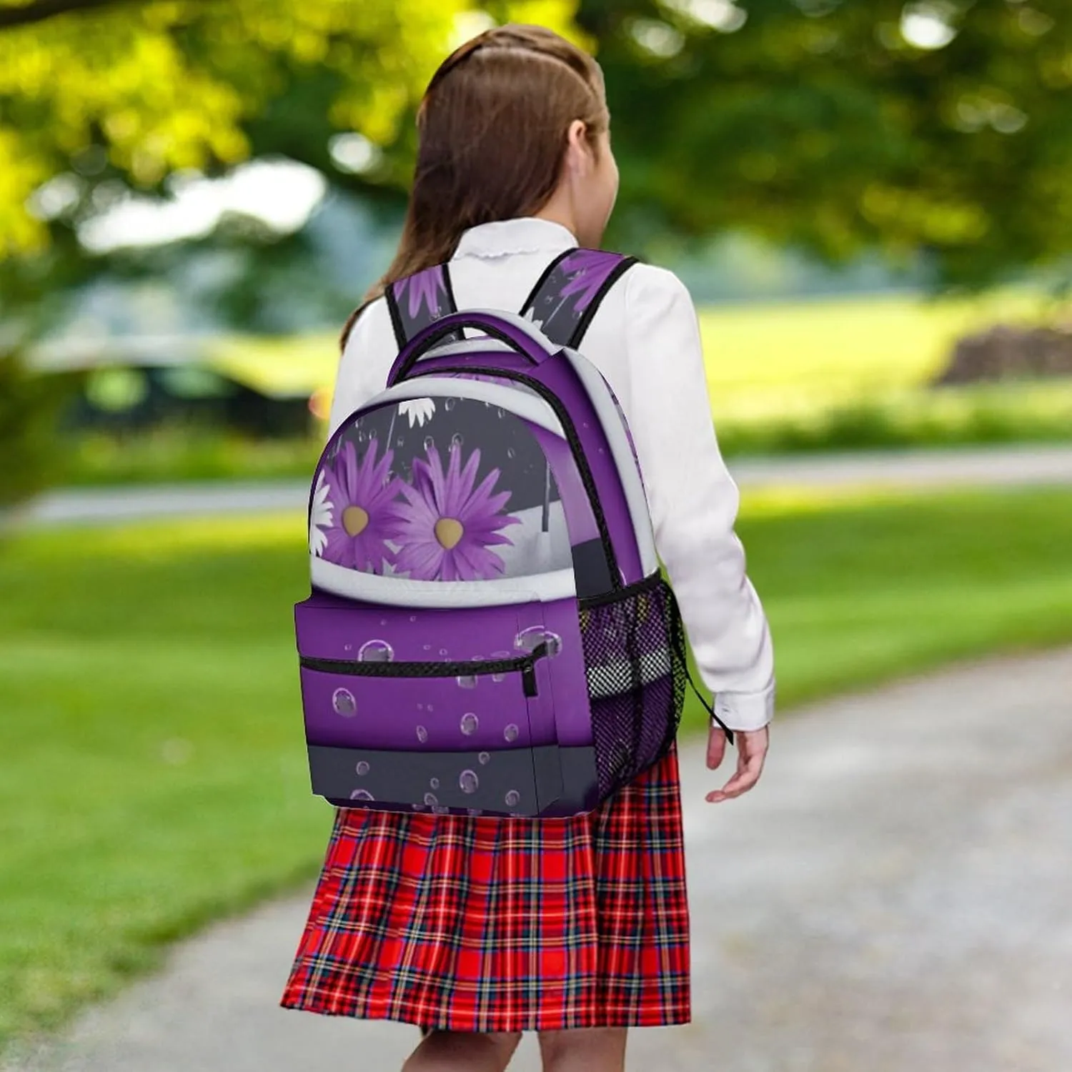 Backpack for Women Men Travel Purple Bathtub And Daisy Daypack Lightweight Laptop Bag Carry On Backpacks for Work
