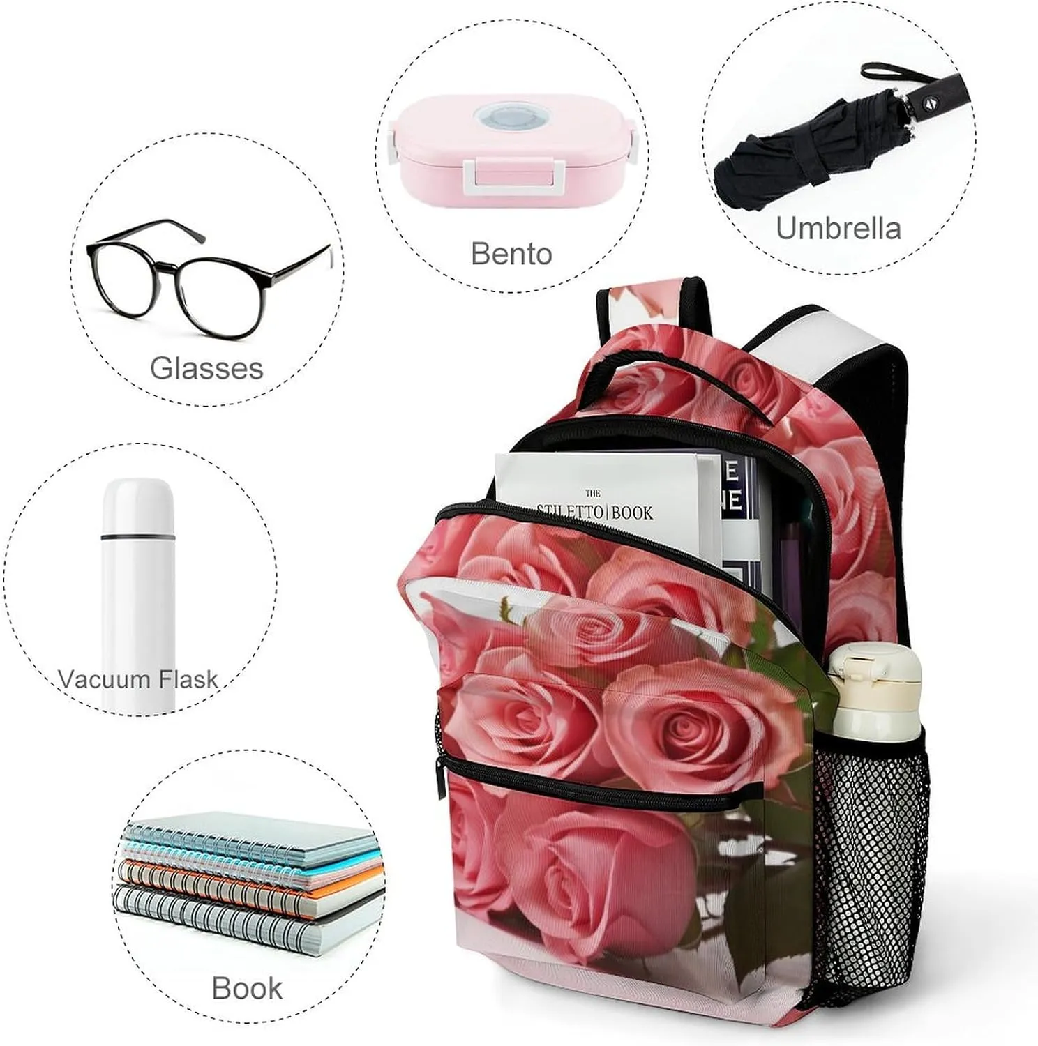 Backpack for Women Men Travel Rose Daypack Lightweight Laptop Bag Carry On Backpacks for Work