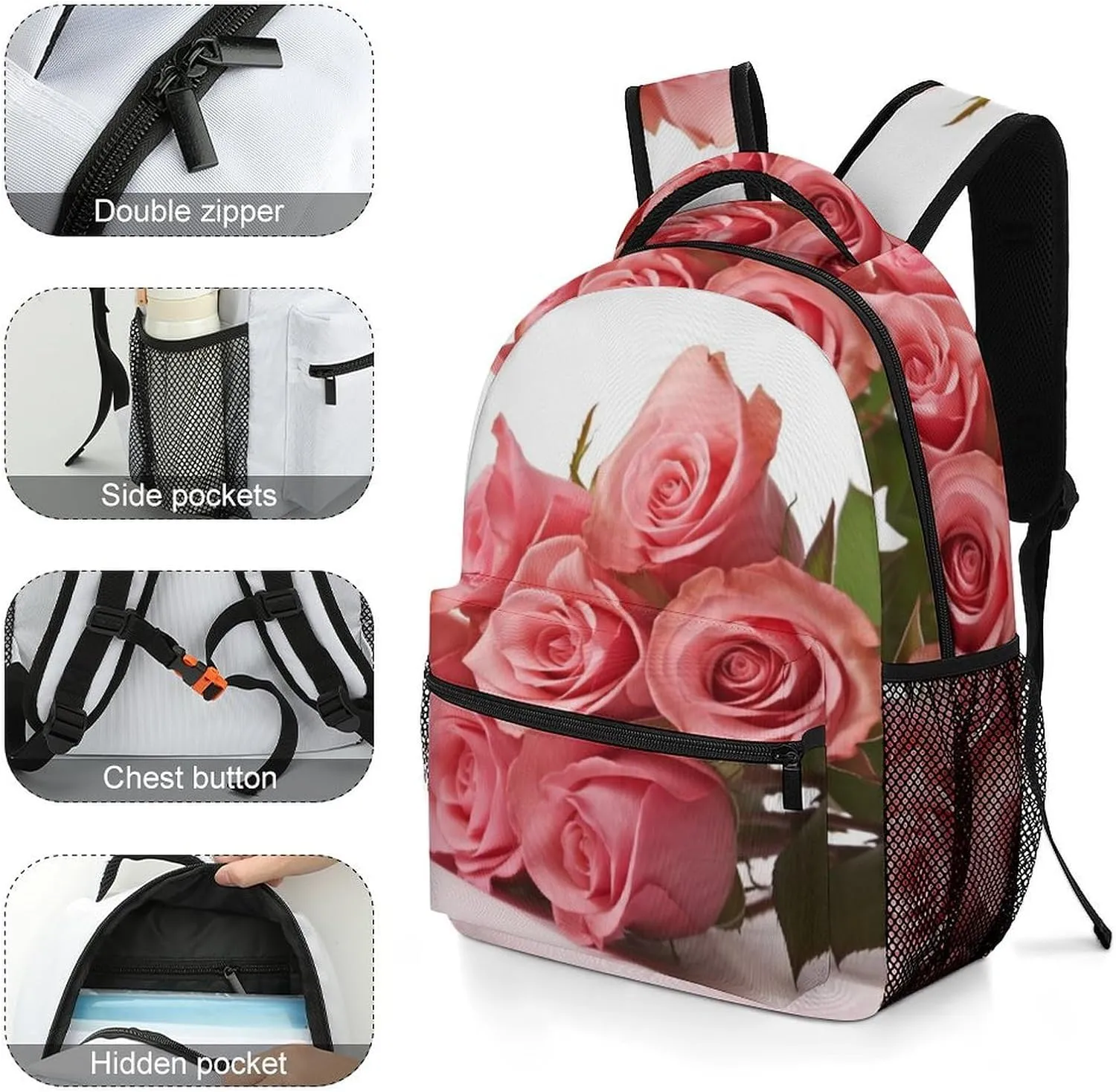 Backpack for Women Men Travel Rose Daypack Lightweight Laptop Bag Carry On Backpacks for Work