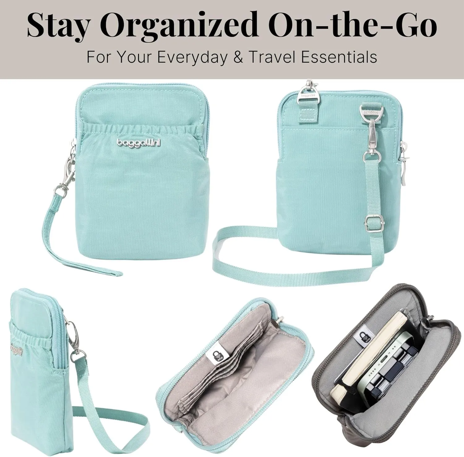 Baggallini Bryant Pouch Small Crossbody Bag for Women - Phone Purse with Crossbody Strap - Lightweight Crossbody Pouch