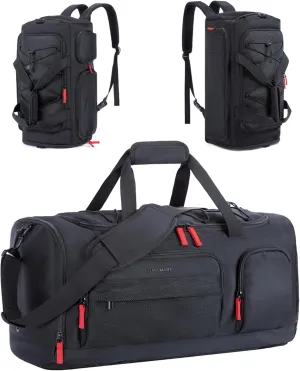BAGSMART Large Gym Bag for Women & Men, 63L Sports Travel Duffel Bag with 15.6" Laptop CompartmentCarry On Weekender Bag for Airplane,Workout Overnight Backpack for Travel,Black