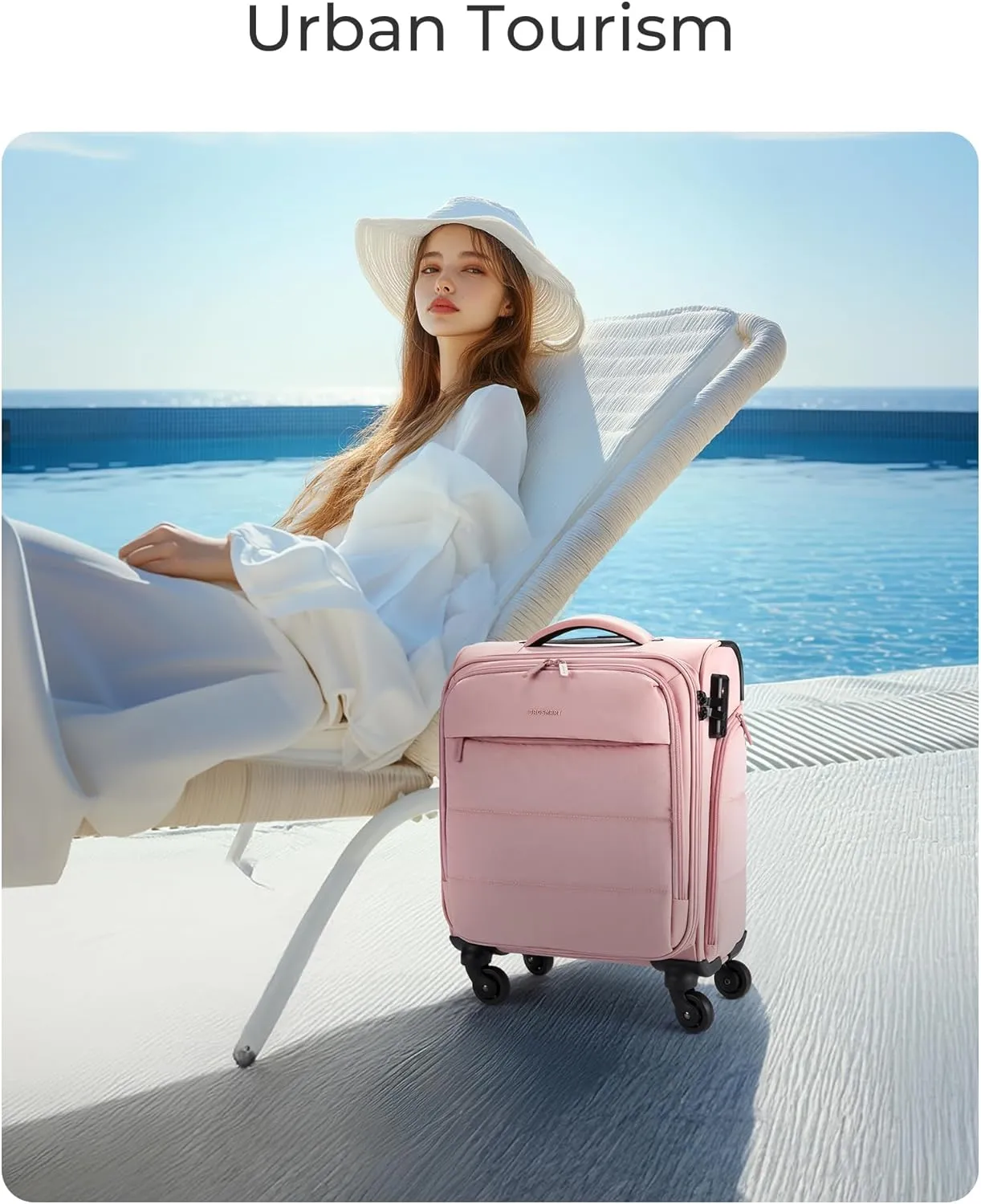 BAGSMART Underseat Carry on Luggage with Wheels, Soft Underseat Travel Luggage with PVC Wet/Dry Pockets, Lightweight Soft Personal Item Suitcase for Short Trip, Pinkish Purple