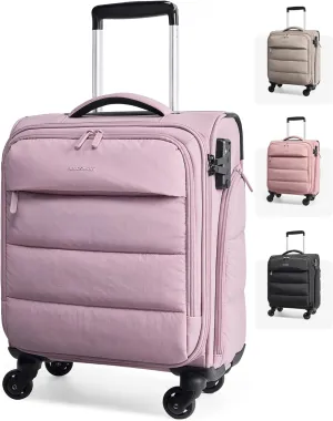 BAGSMART Underseat Carry on Luggage with Wheels, Soft Underseat Travel Luggage with PVC Wet/Dry Pockets, Lightweight Soft Personal Item Suitcase for Short Trip, Pinkish Purple