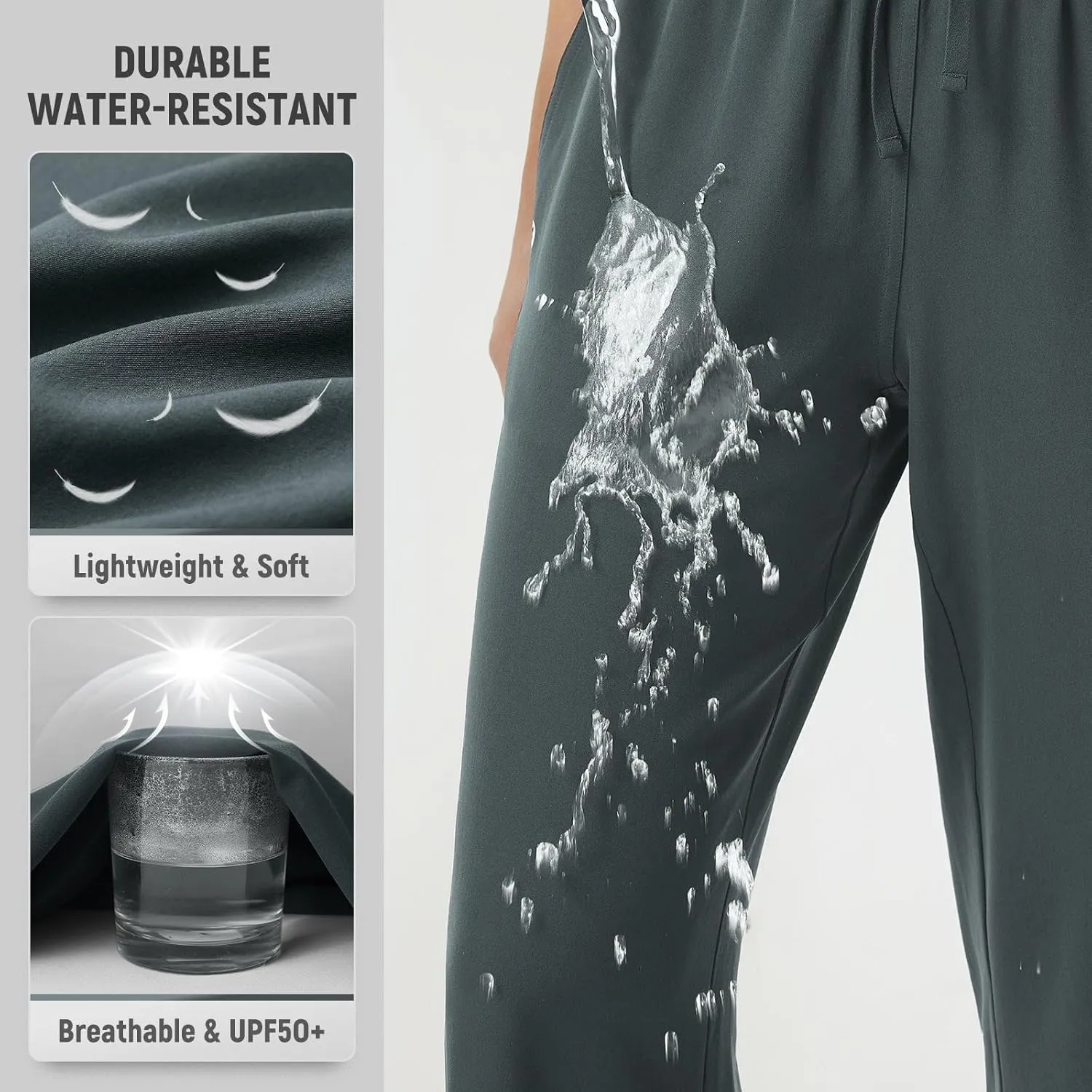 baleaf Women's Hiking Pants Travel Wide Leg Pants with Pockts UPF 50  Loose Lightweight Water Resistant Work