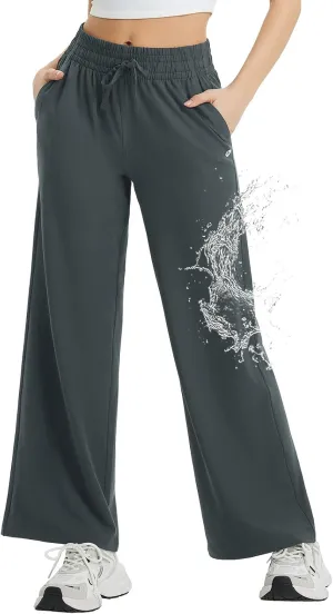 baleaf Women's Hiking Pants Travel Wide Leg Pants with Pockts UPF 50  Loose Lightweight Water Resistant Work