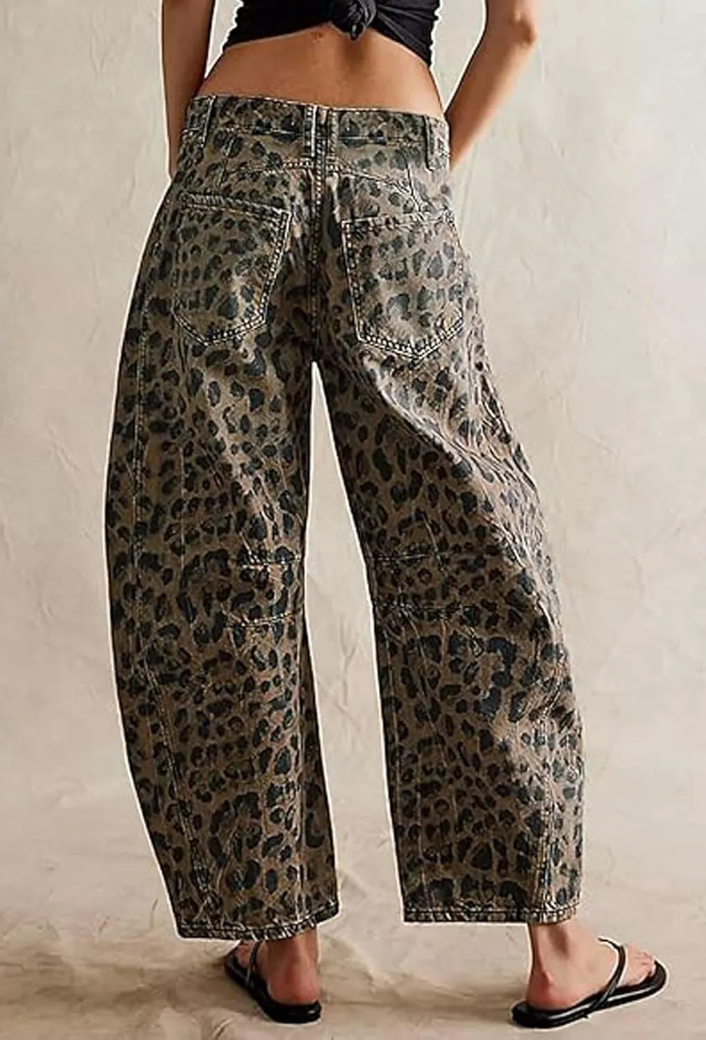 Barrel Jean Pants Women Wide Leg Cropped Jeans Mid Rise Baggy Y2k Boyfriend Denim Pants Vintage Harem Pants Trousers