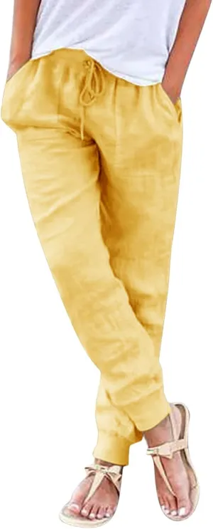 Barrel Pants for Women Winter Nice Business Capris with Pockets Fleece Lined Elastic Waist