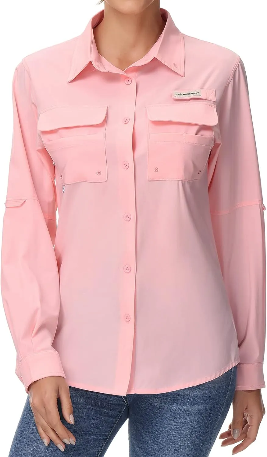 BASSDASH Women's UPF 50 Long Sleeve Fishing Hiking Button Down Shirt Performance Quick Dry FS21W