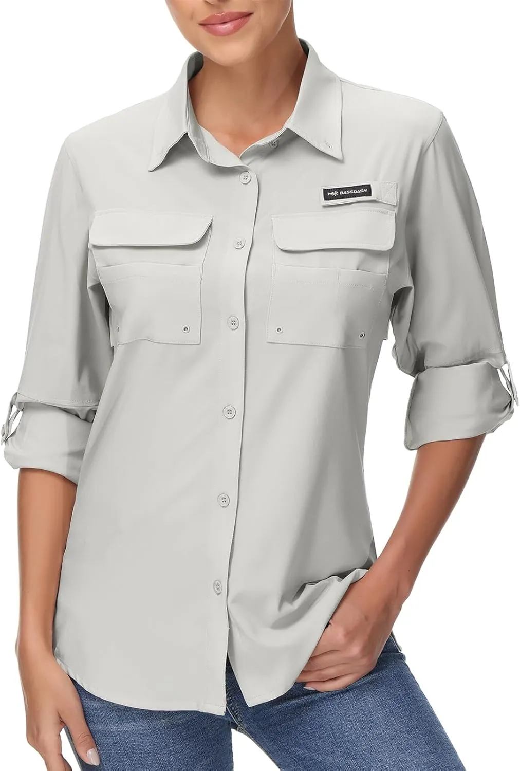 BASSDASH Women's UPF 50 Long Sleeve Fishing Hiking Button Down Shirt Performance Quick Dry FS21W