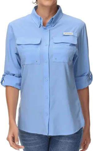 BASSDASH Women's UPF 50 Long Sleeve Fishing Hiking Button Down Shirt Performance Quick Dry FS21W