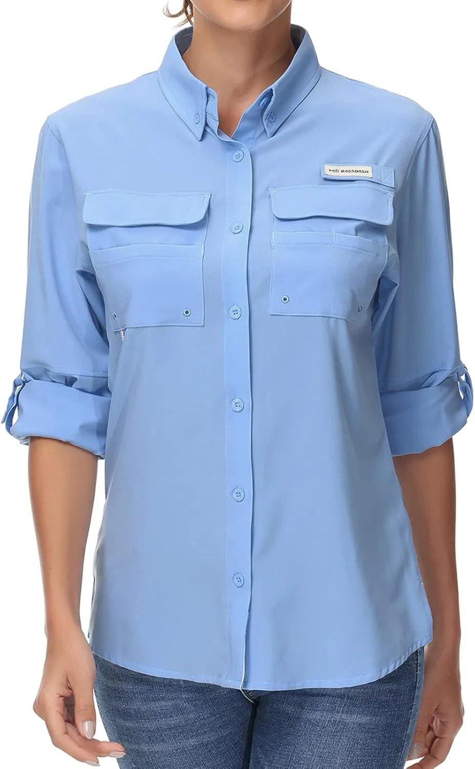 BASSDASH Women's UPF 50 Long Sleeve Fishing Hiking Button Down Shirt Performance Quick Dry FS21W
