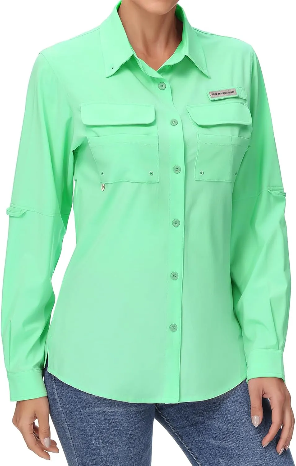 BASSDASH Women's UPF 50 Long Sleeve Fishing Hiking Button Down Shirt Performance Quick Dry FS21W
