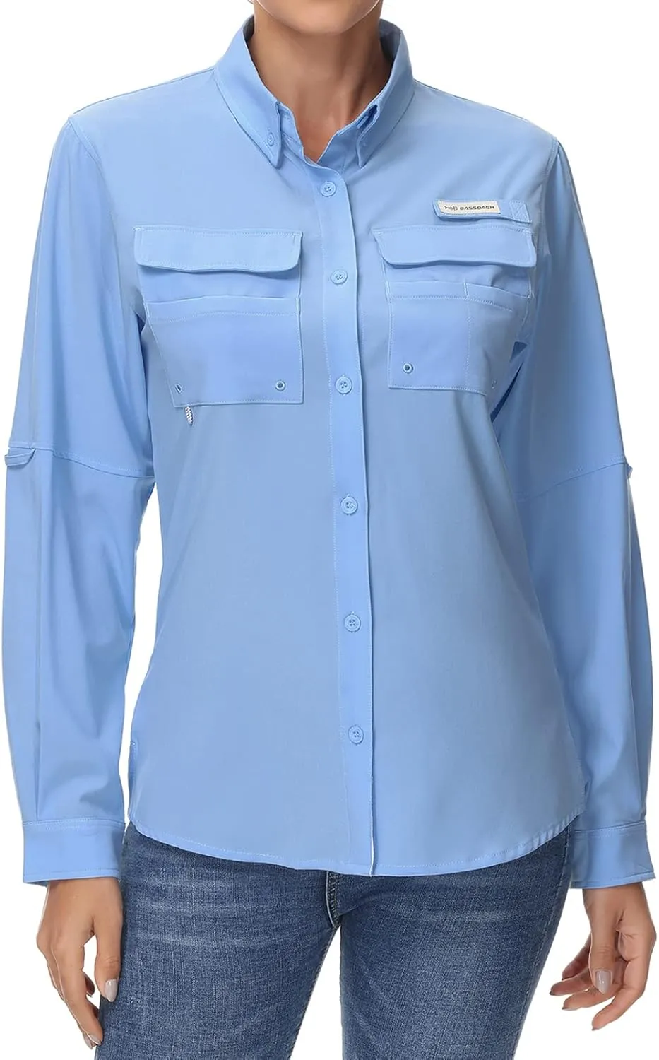 BASSDASH Women's UPF 50 Long Sleeve Fishing Hiking Button Down Shirt Performance Quick Dry FS21W