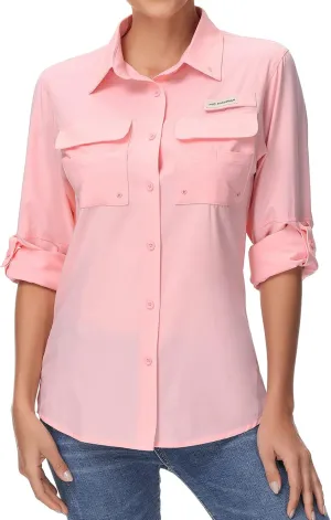 BASSDASH Women's UPF 50 Long Sleeve Fishing Hiking Button Down Shirt Performance Quick Dry FS21W
