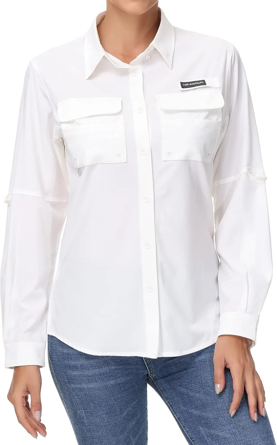 BASSDASH Women's UPF 50 Long Sleeve Fishing Hiking Button Down Shirt Performance Quick Dry FS21W