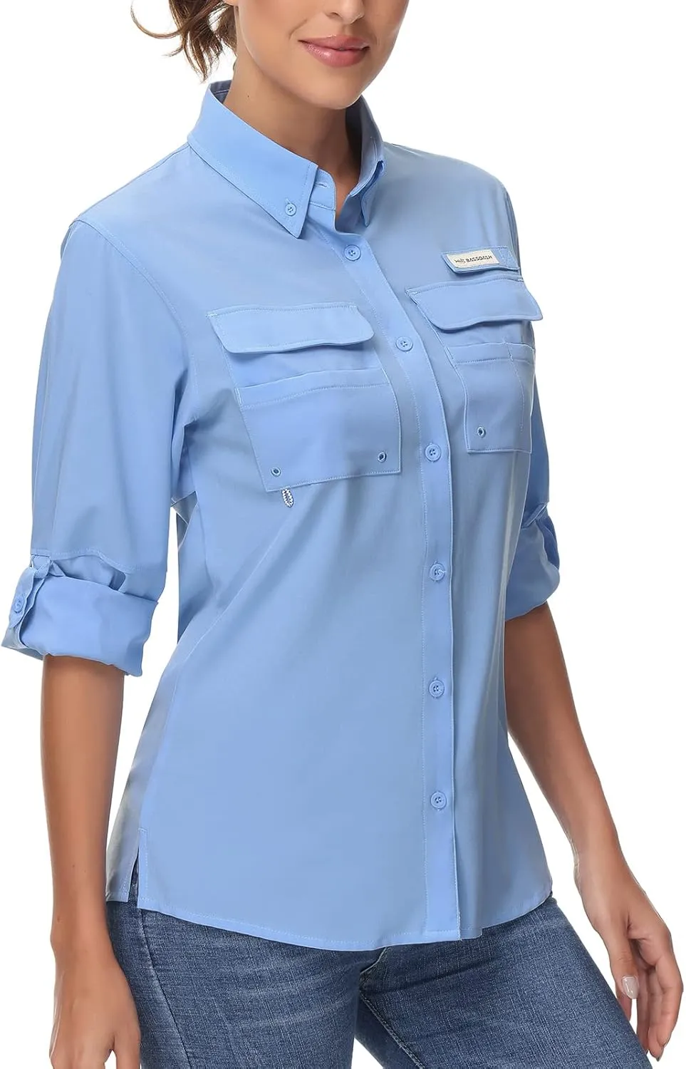 BASSDASH Women's UPF 50 Long Sleeve Fishing Hiking Button Down Shirt Performance Quick Dry FS21W