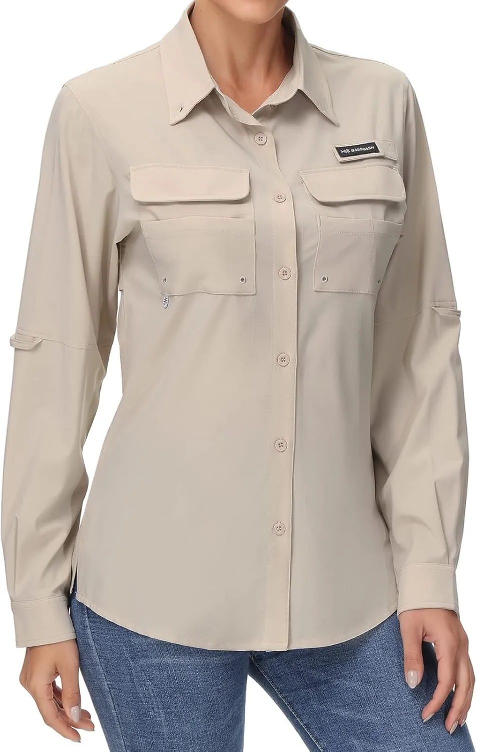 BASSDASH Women's UPF 50 Long Sleeve Fishing Hiking Button Down Shirt Performance Quick Dry FS21W