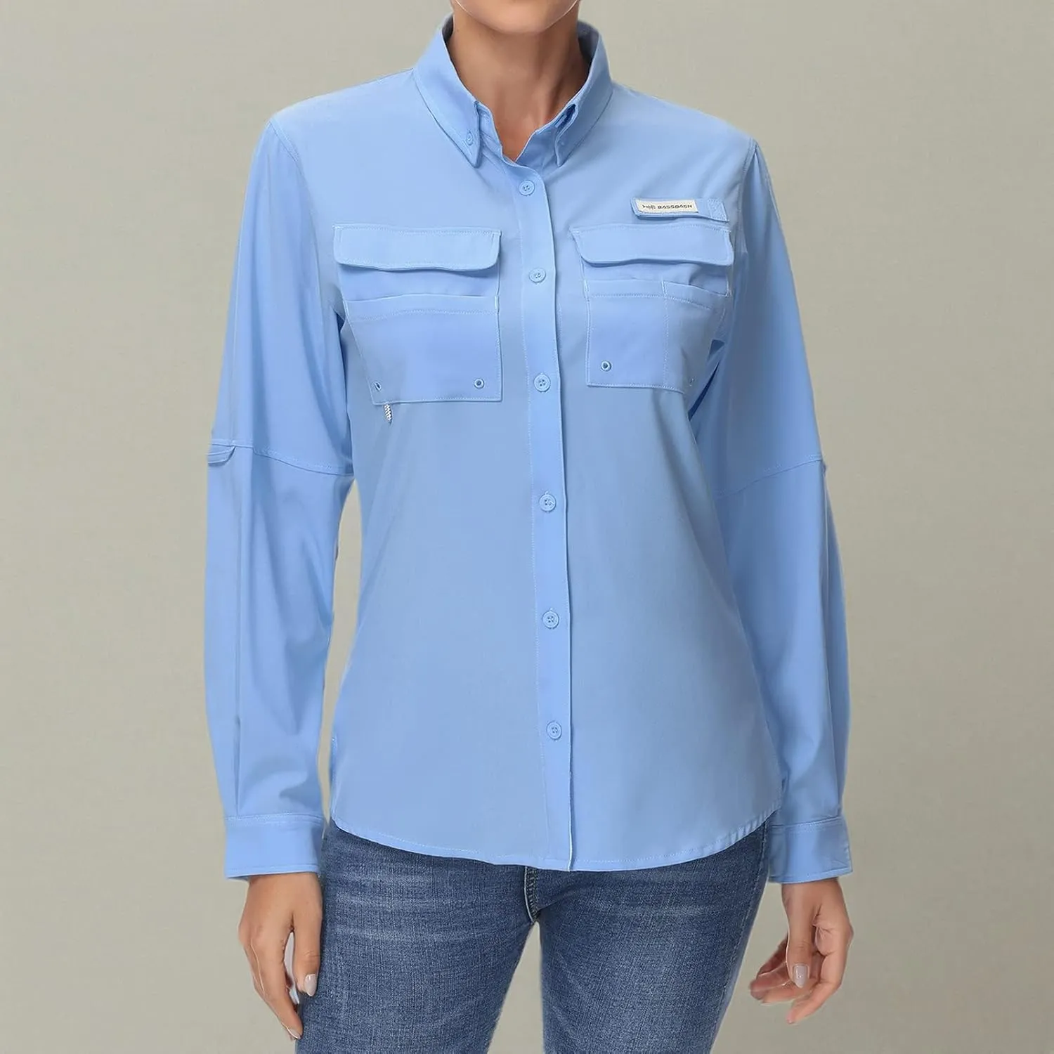 BASSDASH Women's UPF 50 Long Sleeve Fishing Hiking Button Down Shirt Performance Quick Dry FS21W