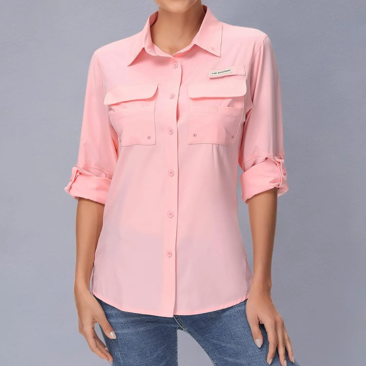 BASSDASH Women's UPF 50 Long Sleeve Fishing Hiking Button Down Shirt Performance Quick Dry FS21W