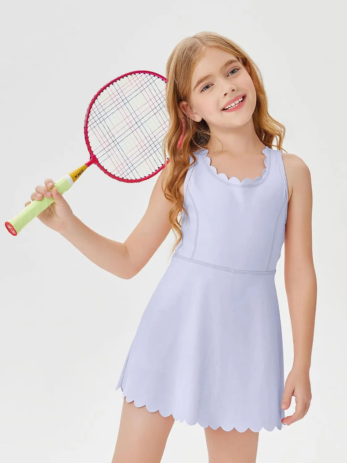Batermoon Girls Athletic Tennis Dress with Shorts Kids Workout Exercise Golf Skirts Dresses with Pockets