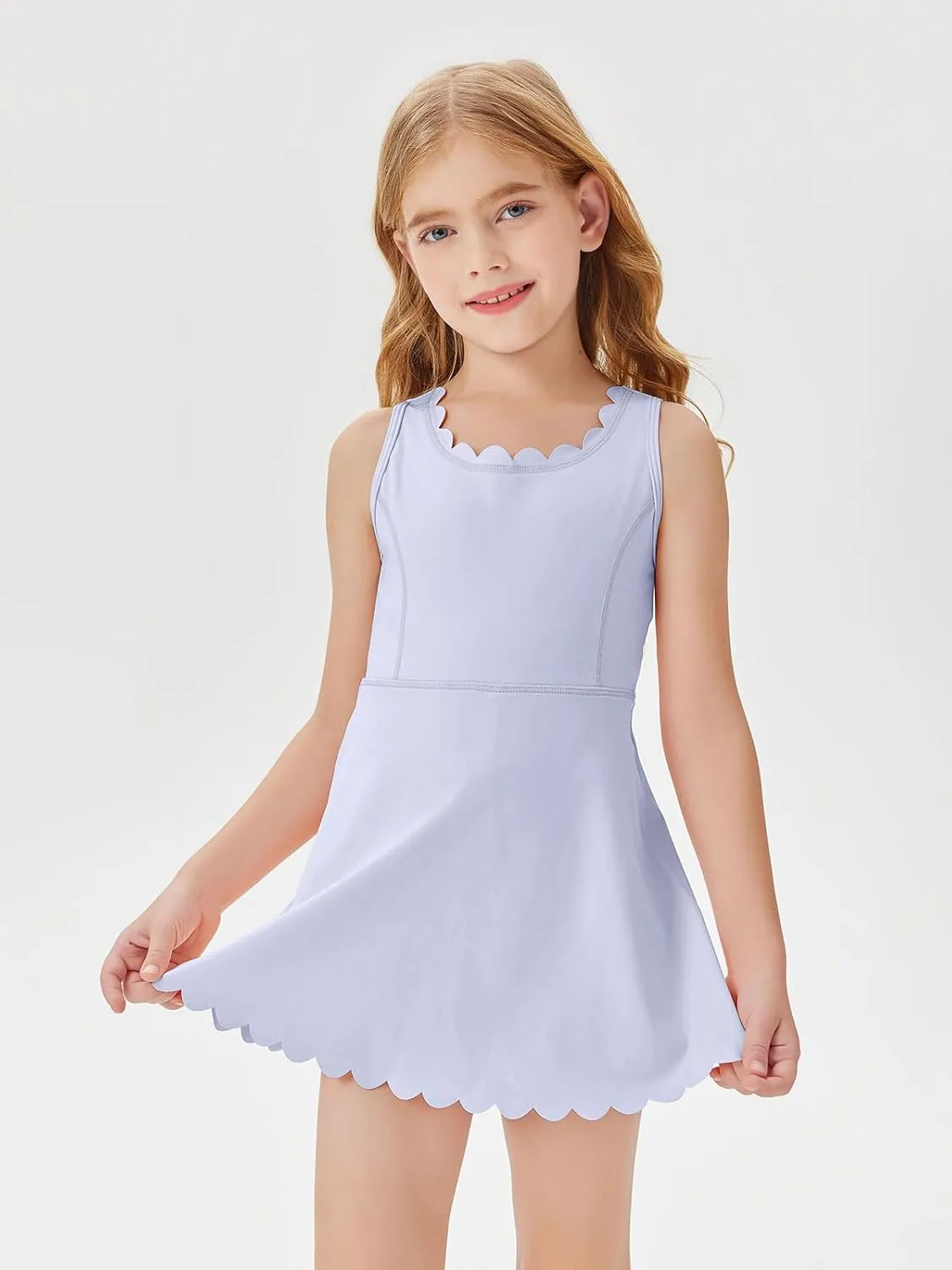 Batermoon Girls Athletic Tennis Dress with Shorts Kids Workout Exercise Golf Skirts Dresses with Pockets