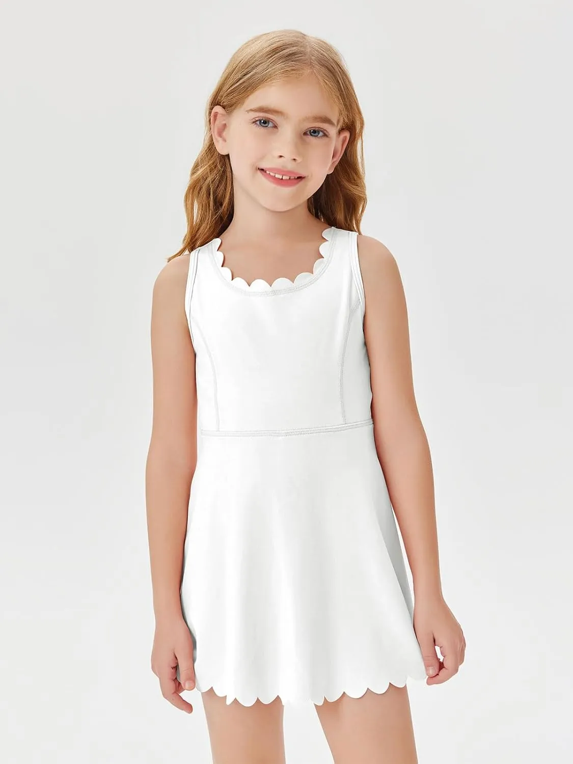 Batermoon Girls Athletic Tennis Dress with Shorts Kids Workout Exercise Golf Skirts Dresses with Pockets