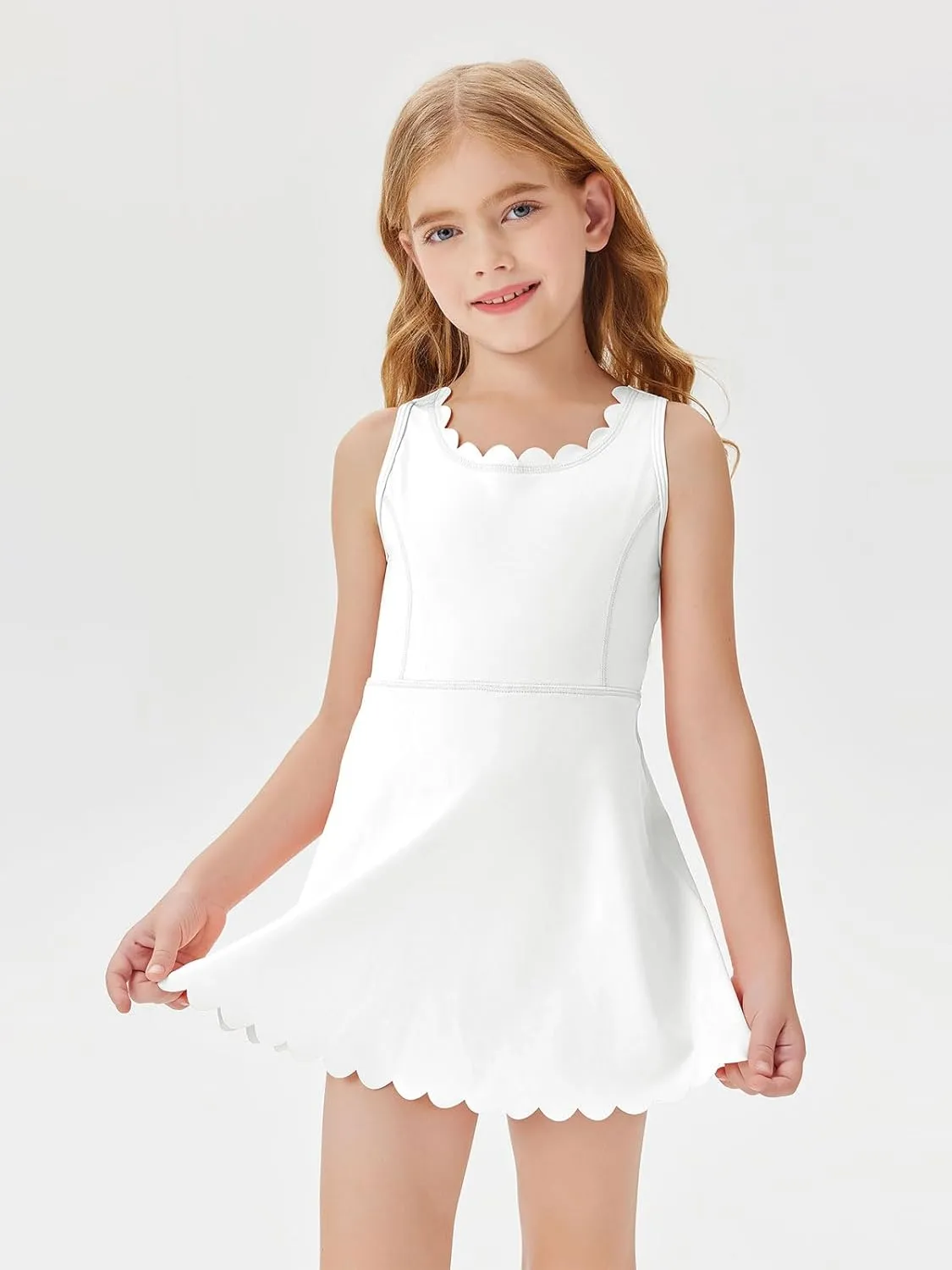 Batermoon Girls Athletic Tennis Dress with Shorts Kids Workout Exercise Golf Skirts Dresses with Pockets