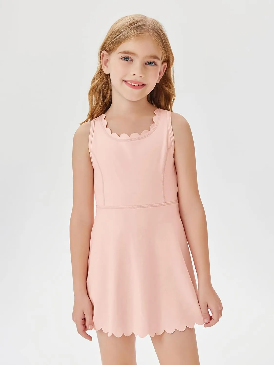 Batermoon Girls Athletic Tennis Dress with Shorts Kids Workout Exercise Golf Skirts Dresses with Pockets