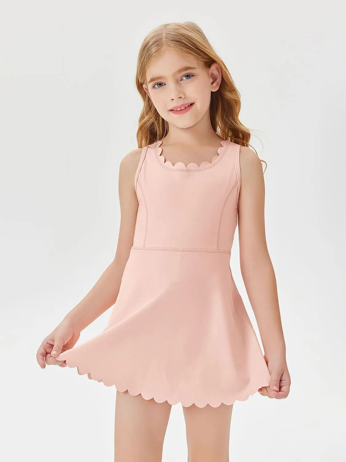 Batermoon Girls Athletic Tennis Dress with Shorts Kids Workout Exercise Golf Skirts Dresses with Pockets